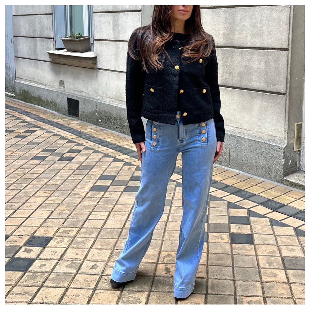 PARIS CHIC FABULOUS SAILOR STYLE WIDE LEG JEANS